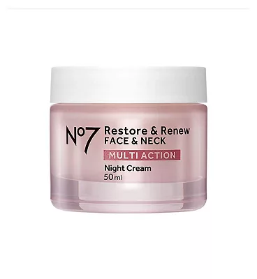 no7 restore & renew face & neck multi action night cream 50ml enhanced formula