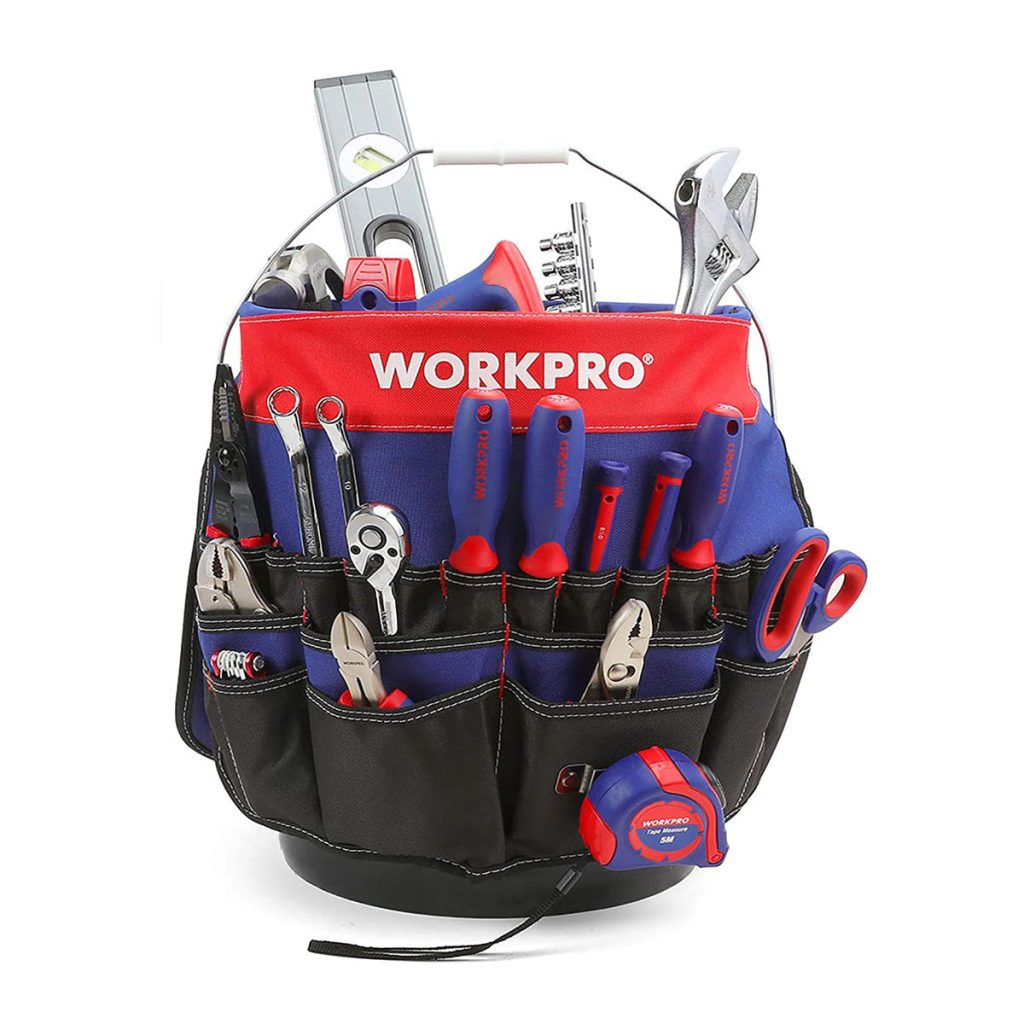 workpro bucket tool organizer with 51 pockets (tools excluded)