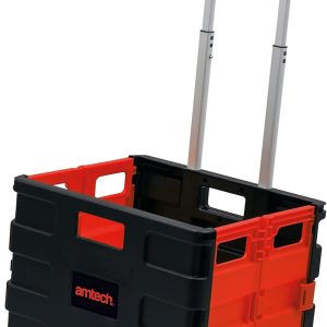 amtech – folding shopping trolley on wheels, easy to assemble, collapsible for easy transport in car boot, great for tools, groceries, and heavy loads, lightweight, sturdy (25kg capacity)