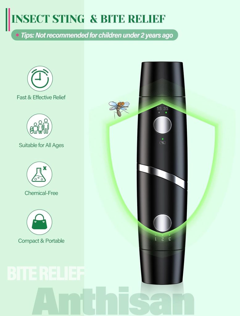 insect sting & bite relief, 2 in 1 bug bite relief with suction tool and heat mosquito itch relief, white&black