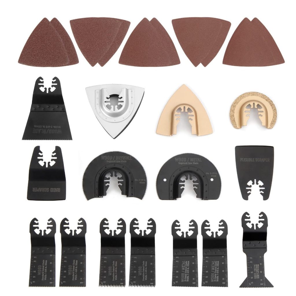 workpro 25 pcs oscillating saw blades, cutting blade, universal multitool accessory for sanding, grinding, and cutting